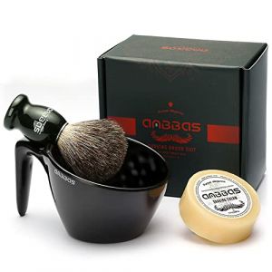 Anbbas Blaireau de rasage blaireau blaireau blaireau avec 100 g de savon de rasage et 1 gobelet moussant Way POP A5 en mélamine pour hommes, femmes, filles, épilation (Funshop-FR, neuf)