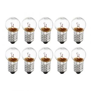 sourcing map ampoule e10 Ampoules Miniatures à Culot à Vis DC 4.8V Lumière Jaune Chaude Mini Lampes avec Boîte de Rangement, 1 Ensemble/10 Pcs (Weisser Berg, neuf)