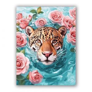 MOMAKA 5D Diamond Painting Kits Tigre, Diamant Peinture Kits Point De Croix Broderie Rose, Kits Diamant Arts Craft Cross Embroidery Pour La Décoration Murale à Domicile 30x40 cm (MOMAKA, neuf)