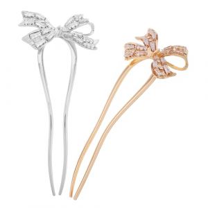 Alipis 2 pi&egrave;ces &Eacute;pingles &agrave; Cheveux Forme U avec N&oelig;ud R&eacute;tro Strass Accessoires Coiffure Chinois Vintage pour Chignon et Twist Fran&ccedil;ais Lot Or et Argent pour Mariage et F&ecirc;te (Calloway Pagan, neuf)