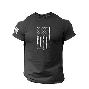 Tee Shirt Homme Drapeau Americain Manches Courtes Et Col Rond T Shirt Musculation Printemps Et été Casual Shirt Tops Elégant et Chic Imprimé Rétro Tshirt Homme Marque Soldes (sutelang lurryly (7-15 jours de livraison), neuf)