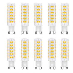 Jiotouhu Ampoule Led G9, 7W G9 Led Lampes(&Eacute;quivalent &agrave; 65W Halog&egrave;ne Ampoules G9), Led G9 Ampoules Blanc Chaud 3000K, sans Scintillement, 360 Degr&eacute;s Angle, AC 220-240V, Lot de 10 (BTFEU, neuf)