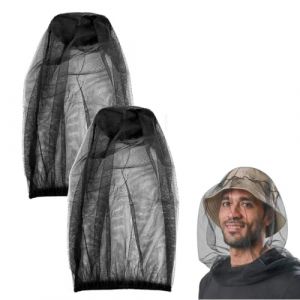 OUDQFCJ 2 pièces Casquette avec Moustiquaire, Protection contre les Moustiques et Insectes, Anti-Insectes, Visage Anti-Mouche, Adapté pour Apiculture, Pêche, Camping, Voyage en Plein air (Noir) (Mapico, neuf)