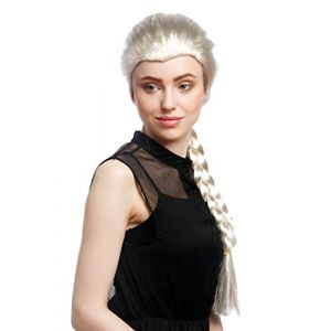 WIG ME UP - XR-009-P613 Perruque Femmes Cosplay Carnaval Blond Clair Blanc, Longue Tresse, tress&eacute;, Princesse 70 cm (VK Event Fashion, neuf)