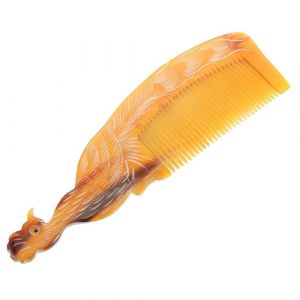 minkissy Peigne Corne Naturelle à Manche Long avec Motif Peigne à Dents Serrées pour Massage Défrisage Doux et Hommes Portable et Adapté à Tous Types de Cheveux (Master Self, neuf)