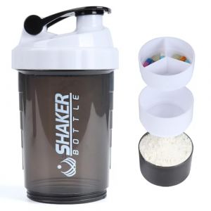 VIGIND Shaker à protéines 500ml,Bouteille shaker pour protéines,shaker avec compartiment,Mélangeur Sans Grumeaux，Anti-Fuite,Sans BPA & Lavable Lave-Vaisselle (blanc) (VIGIND Direct, neuf)