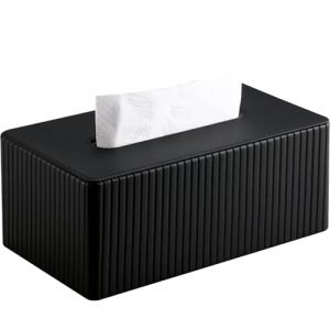 KINGFOM Bo&icirc;te &agrave; Mouchoir en Cuir, Rectangulaire Boite Mouchoirs pour Bureau, Maison, Salle de Bain (Noir) (LiLan, neuf)