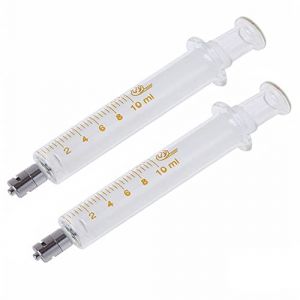 Lot de 2 seringues en verre avec capuchons, seringue en verre r&eacute;utilisable Luer Lock de 10 ml, &eacute;chantillon de laboratoire pour laboratoire (ssssushangmao, neuf)