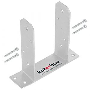 KOTARBAU&reg; Support de Poteau en U 90 mm Support Poteau a Visser - Poteau carr&eacute; en bois - Plaque de sol - Support Poteau Bois Ancre Galvanis&eacute; &agrave; Chaud Fixation Poteau Bois (KOTARBAU, neuf)