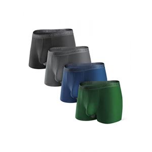 DAVID ARCHY Boxer Homme sans Couture Lot de 4 Caleçon Short en Micro Modal Poches Séparées sous-Vêtement Élastique Ultra-Doux,XXL,Multicolore+bleu Foncé+gris Foncé+ Olive (ZHE LUO INC, neuf)