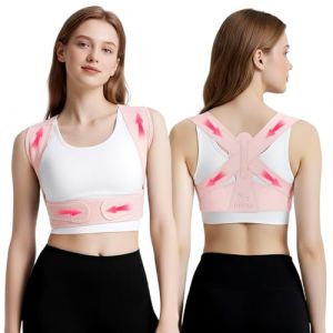 FHOCSLO Posture Correcteur Dos Femmes et Hommes, Ceinture Maintien dos R&eacute;glables, Aam&eacute;liorer la Posture Des &Eacute;paules,Soulageant les Douleurs du Cou, Des &Eacute;paules (Rose, L/XL) (FHOCSLO, neuf)