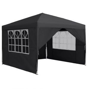 XMTECH Tonnelle pliante 2,5 x 2,5 m avec 4 panneaux lat&eacute;raux, r&eacute;glable en hauteur sur 3 niveaux, 2,4 &agrave; 2,6 m, imperm&eacute;able, protection UV, structure en acier et tissu Oxford 210D, pour jardin, mariage, (HEZEE, neuf)
