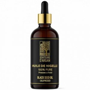 S.A Huile de Nigelle pure, pressée à froid -100 ml - huile de nigelle alimentaire et cosmétique l’huile de nigelle du Maroc 100 % pure et naturelle, soin pour cheveux,visage, corps (SENTEURS D'ARGAN, neuf)