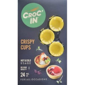 CROC’IN – Coupelles Comestibles à Garnir Gold – Fond de Tarte Pour Pâtisserie ou Apéritif – Confection Artisanale & Vegan – 24 pièces (FOOD N'JOY, neuf)