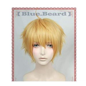 GUANBBD Destinée / Nuit en gros ordre Destinée / Prototype Sabre Perruque courte dorée Cosplay Halloween Jeu de rôle Cheveux + bonnet de perruque (GUANBAIJI1982, neuf)