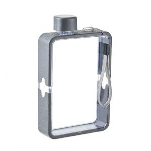 MiOYOOW Bouteille d'eau Plate Carr&eacute;e, Tasse d'eau Sport Transparente Portable, L&eacute;ger Gourde Plate R&eacute;utilisable pour Sports de Plein Air Voyages Fitness Salle de Sport Sacs (Voda FR, neuf)