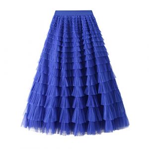 kinstell Jupes en tulle pour femme - Jupe tutu longue - Jupe trapèze en maille - Taille élastique, B-bleu roi., Taille unique (Kinstell uk, neuf)