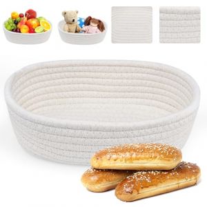 Kleemeiero Corbeille &agrave; Pain Tress&eacute;e Panier de Rangement Ovale Panier &agrave; Pain Panier Tiss&eacute; en Corde de Coton Petit Panier Rangement Corbeille de Fruits Pain Blanc Cass&eacute; pour Cuisine, Salle &agrave; Manger (Smaejhgmlsbj, neuf)