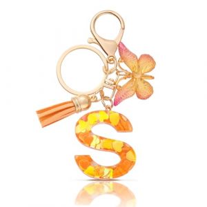 CHUQING Porte-clés pour fille avec lettre initiale - Pendentif papillon rose, Orange-s, S (CHUQING-FR, neuf)