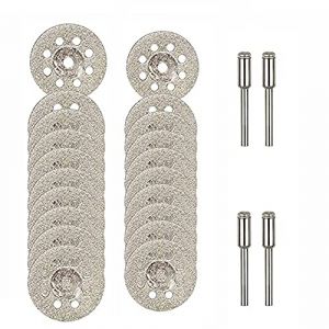 Treki 22PCS Disque Diamant de Coupe 22mm Diamant Mini Disques à Tronçonner Lame de Scie Circulaire avec 2 Pièces Mandrins Tiges pour Disques Rotatifs pour Outils Rotatifs Verre Gemmes (Treki, neuf)