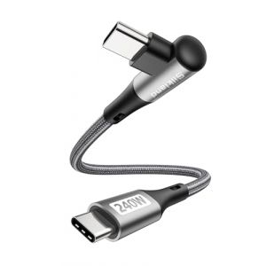 Silkland C&acirc;ble USB C vers USB C Court 30CM Coud&eacute; [240W 48V/5A], PD3.1&QC4.0+ C&acirc;ble USBC Charge Rapide 90 Degr&eacute;s pour Android Auto, iPhone 17/16/15, Samsung S25, MacBook Pro/Air, iPad Pro/Mini, Pixel (Silkland-FR, neuf)