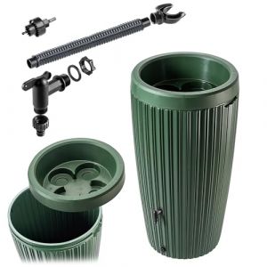 KADAX R&eacute;cup&eacute;rateur d'eau de Pluie avec bac &agrave; Plantes int&eacute;gr&eacute; dans Le Couvercle - 240 l - en Plastique - R&eacute;servoir d'eau de Pluie avec Robinet - R&eacute;sistant au Gel - Vert (KADAX, neuf)