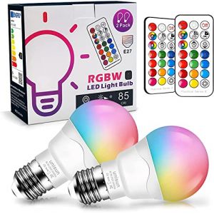 Unisun Ampoule LED E27 6W (&Eacute;quivalent 40W) - RVB Changement de Couleur & Dimmable,- Culot Edison &agrave; Vis E14 - &Eacute;clairage d'ambiance avec T&eacute;l&eacute;commande pour Maison, Bar, F&ecirc;tes et KTV (Lot de 2) (Visun Technology, neuf)