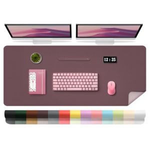 Tapis de Bureau - Tapis de Bureau en Cuir Double Face avec Daim, Protecteur de Table Imperméable, Tapis de Bureau D'ordinateur, Tapis de Souris pour Ecrire et Peindre (Violet Foncé, 120x60cm) (YoursTrust-EU, neuf)