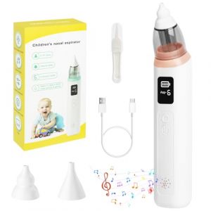 Mouche bebe electrique, SOARFLY mouche bebe 6 niveaux d'aspiration et 2 embouts en silicone souple, mouche bébé avec fonction musicale, écran LCD, rechargeable pour bébés, rose (Hourong-eu, neuf)