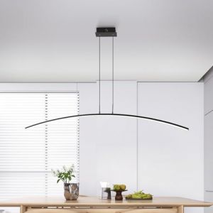 WLBHWL Moderne Noir Courb&eacute; Lin&eacute;aire Suspensions &Eacute;clairage &Icirc;lot De Cuisine Minimaliste LED Lustres Lampe De Table De Billard Plafond Dimmable Luminaire Suspendu Salle &Agrave; Manger avec T&eacute;l&eacute;commande (WANGLUBAIHUO, neuf)