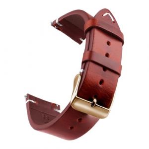 Bracelet de montre en cuir v&eacute;ritable cir&eacute; &agrave; l'huile, 18-24 mm, &agrave; d&eacute;gagement rapide, compatible avec Samsung/Seiko/Oris/Citizen(Red Rose Gold,21mm) (DIEGEROUJIAMO-EU, neuf)