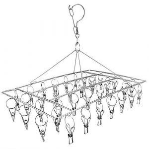 Etendoir Chaussette, &Eacute;tendoir &agrave; linge &agrave; suspendre avec 36 pinces en acier inoxydable &agrave; l&rsquo;&eacute;preuve du vent pour chaussettes,sous-v&ecirc;tements,v&ecirc;tements,serviettes (O-first, neuf)