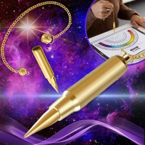 Pendule Divinatoire de Radiesth&eacute;sie &agrave; POINTE et sa CHAMBRE TEMOIN en Laiton Dor&eacute; (19 Gr), Sourcier G&eacute;obiologie Voyance Cartes [???????? ? ???] (Majestic's Boutique, neuf)