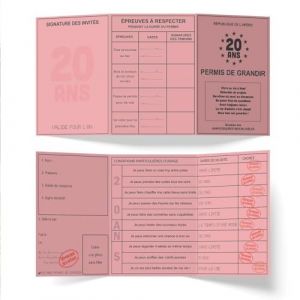 Maelsa® Permis des 20 ans humoristique Permis de conduire idée cadeau fête d’anniversaire ou évènement marquant Personnalisable Dimensions : 14,5 x 20,5 cm Matière : carton rose. Quantité : 1 (⭐ MAELSA ⭐, neuf)