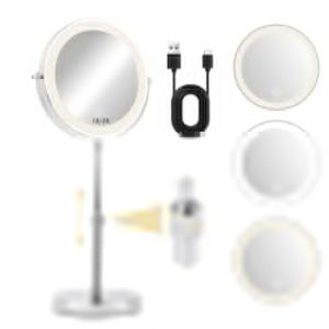 NVIYAM Miroir de Maquillage Grossissant, 1X et 10X Double Face Mirroir Maquilleur Lumineux, Hauteur Réglable Miroir de Table, Rotation à 360° Miroir Cosmétique pour Chambre et Salle de Bain (MIMIGINODE, neuf)