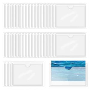 YCHYAN 40 Pièces Porte Etiquette Autocollante, Résistant a la Poussière Porte Carte Transparent, Pochettes Adhésive Transparente, Pochette Autocollante pare Brise, Convient aux Écoles et aux Bureaux (YINGCH, neuf)