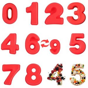 YXHZVON 9 Pièces 25cm Moule à Gâteau Number ，3D en Silicone Numérique，Moule Number Cake Grand Format 0-8 Pour Moule à Gâteau en Forme de Chiffre Pour Anniversaire et Anniversaire de Mariage (xiaxingsales, neuf)