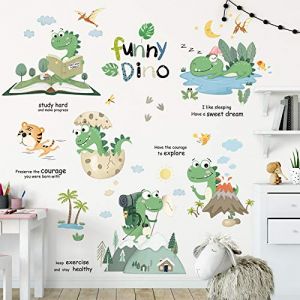 BuerHomie Stickers Muraux Enfant Garçon, Autocollant Mural Dinosaures Drôles Anglais, Déco Murale pour les chambres de bébé Crèche Garderie (Buerhomie.eur, neuf)