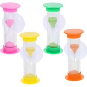 SULIUDAJI 4PCS Sabliers Minuterie avec Ventouse 3 Minutes Hourglass de Brossage de Dents Horloge de Sable pour Enfant,pour Jeux,Cuisine, Exercice,Etude,Brossage (UAB WSVLKE LT, neuf)