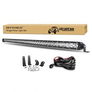 SKYWORLD Phare de Travail LED Barre 43 pouces 110 cm 210W Spot Ultra Slim Rangée unique LED Barre de lumière avec kit faisceau de câblage pour tout-terrain Ranger ATV UTV SUV Trucks Boat 12V 24V (SKYWORLD-EU, neuf)