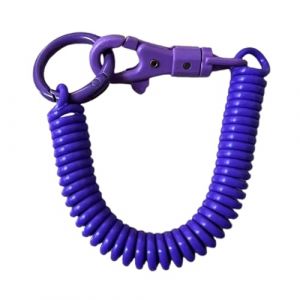 Hattba Porte-cl&eacute;s en spirale extensible, porte-cl&eacute;s r&eacute;tractable &agrave; ressort h&eacute;lico&iuml;dal, porte-cl&eacute;s en alliage, porte-cl&eacute;s color&eacute; pour sac &agrave; dos, lavande, 18cm (HongyiFushi, neuf)