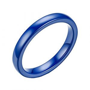 PAURO 2MM Couleur Unie Haute Poli Bague Fiançailles Promesse Alliance Homme Femme Céramique Bleu Taille 54 (BuyPAURO, neuf)
