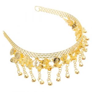 GRADENEVE Coiffe de Danseuse du Ventre Dor&eacute;e 9 Pi&egrave;ces Clochettes L&eacute;g&egrave;res en M&eacute;tal Bijoux Fantaisie pour Spectacle et Festivals Bandeau Oriental &Eacute;l&eacute;gant pour Accessoires Cheveux Femme (LuXOSEN, neuf)