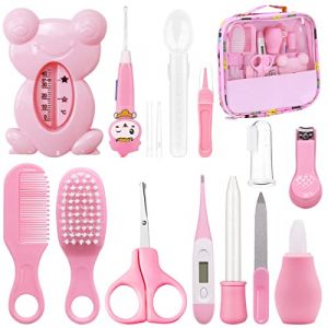 UptVin Trousse de Soin Bebe Naissance, Trousse de Toilette B&eacute;b&eacute;, Soin Bebe Accessoire pour les Voyages et la Maison Garcon Fille (rose 13 pi&egrave;ces) (KAL IKYM LTD*, neuf)