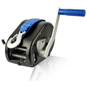 Husar Winch Treuil Manuel 1700 lbs 770 kg avec Casing, Sangle 10 mètres, fabriqué en acier inoxydable, frein à cliquet, simple effet, pour bateaux, remorques, industrie (HUSAR WINCH, neuf)