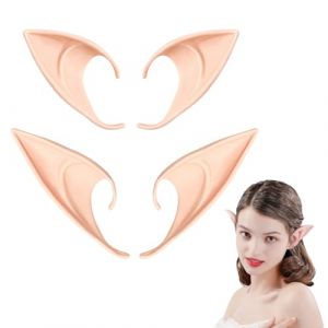 2 Paires Oreilles D'elfe, Latex Fée Oreilles en Latex, Oreilles de Fée, Oreilles Lutin, Oreille Elfe Femme pour Halloween, Carnaval, Mascarade (ZANYUYUN LIMITED, neuf)