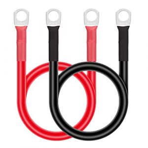 GUNGY 2 Pi&egrave;ces C&acirc;ble de Batterie 14mm&sup2; 50cm C&acirc;ble Onduleur de Batterie 6AWG 12V Cable Batterie Voiture avec M10 Cosses &agrave; &oelig;illets pour Camion Auto Moto Marine Solaire Rouge et Noir (Aprilbee, neuf)