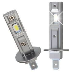 Ampoule H1 LED 4000LM 2Pcs 20W 6000K Blanc Froid Ampoule Voiture 12V Super Bright 8 LED 1:1 Taille Halog&egrave;ne Remplacement Direct Feux Route ou Croisement Bo&icirc;tier Aluminium Motif Lumineux R&eacute;glable 360&deg; (LINYANYANGKEJI, neuf)