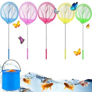 TFSZE 6 Pieces Filet Papillon Kit,Epuisette Enfant Filet à Papillon Télescopique Net avec Extendable Seau Pliant Filet Peche Filets à Insectes,pour Les Enfants Activités De Jardin en Plein (TFSZE, neuf)