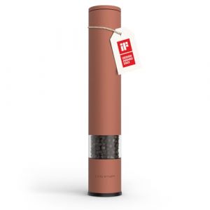 LARS NYSØM Moulin à sel et à poivre manuel grand (28,8cm) avec broyeur céramique réglable de grossier à fin I Moulin à épices design (Brick Red) (LARS NYSØM, neuf)